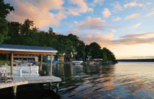 view of dock on lake